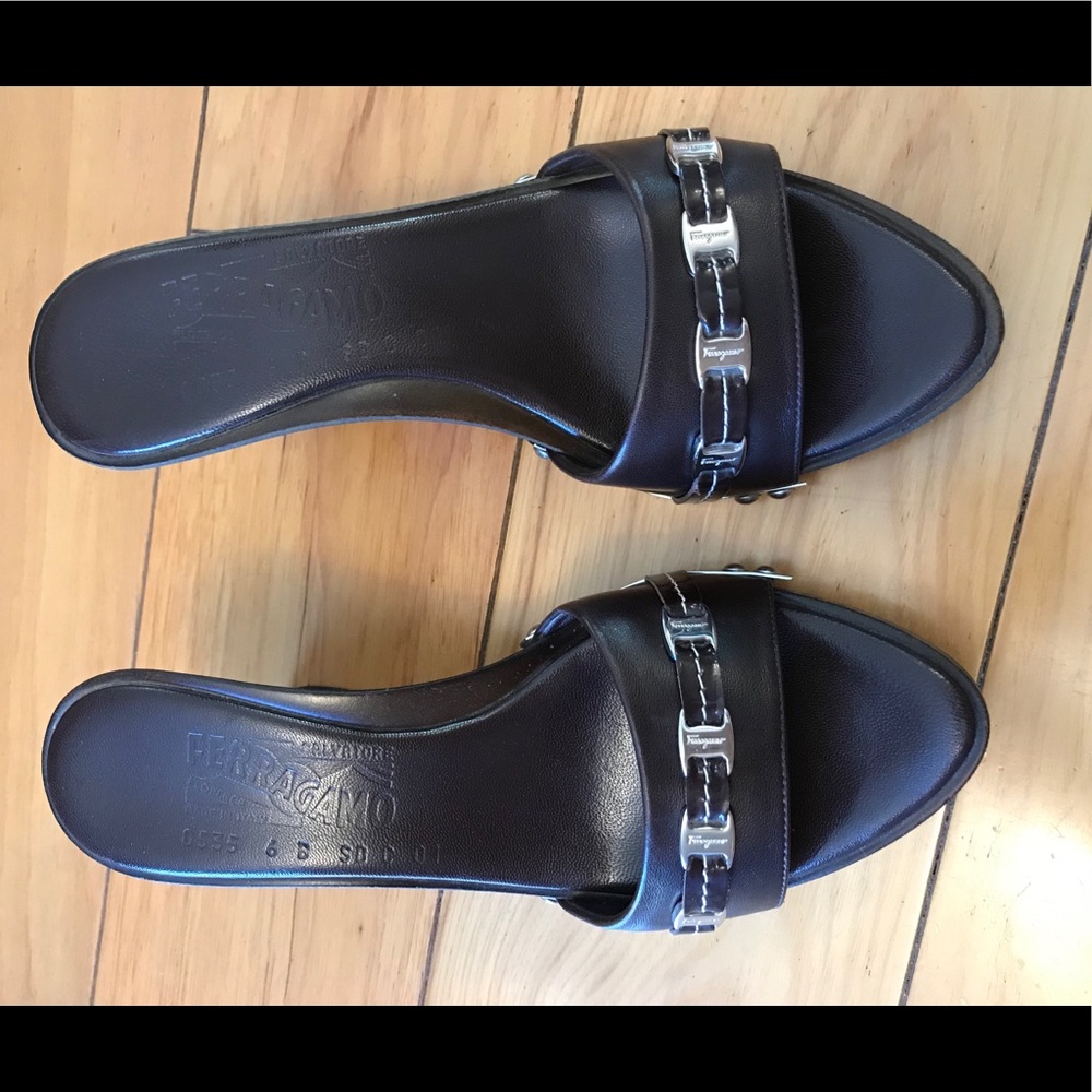Ferragamo Mini-buckles Wooden Heeled Sandals